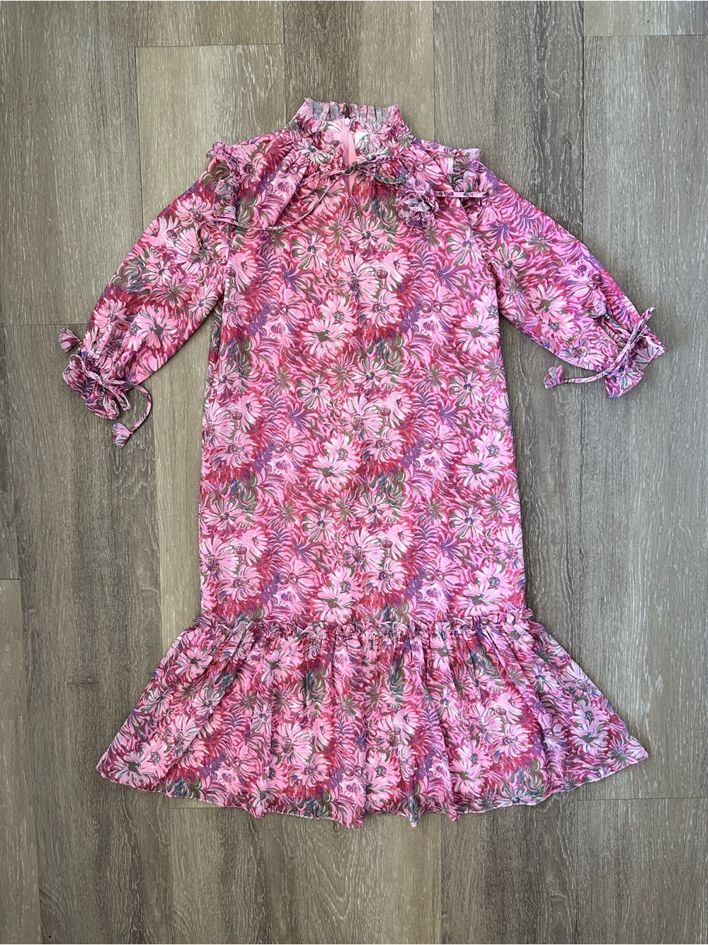 Dainty Jewells Pink Floral Ruffle Midi Dress